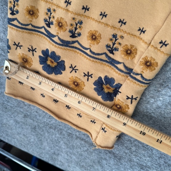 Driftwood Tan Floral Embroidered Lounge Pants | Boho Cotton Size Small - Picture 12 of 16